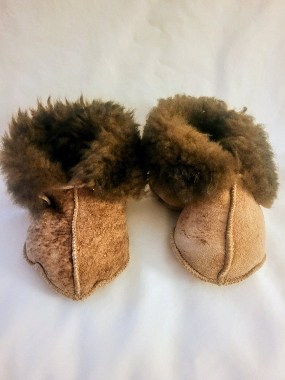Leather fur lined baby booties